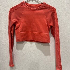 Aerie Coral Fitted Crop Sweatshirt